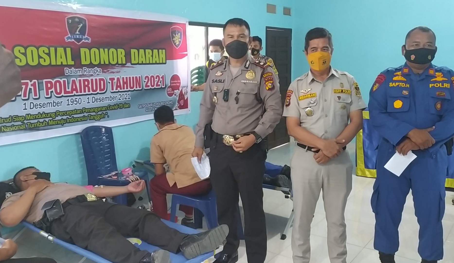 Jelang Peringatan Hut Ke-71, Satpolair Polres Rohil Gelar Bakti Sosial Donor Darah