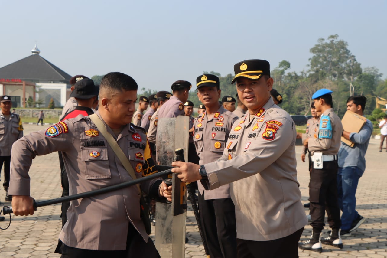 Pengamanan Pemilu 2024, Kapolres AKBP Budi Pimpin Simpam Kota Personil Polres Rohul